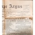The Cape Argus - Thursday January 2, 1896 - Fair condition.  Some tears along fold lines.