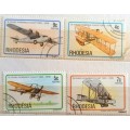 Rhodesia - 1978 - 75th Anniversary of Powered Flight - 4 cancelled stamps