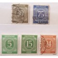 Germany - 1946/48 Allied Control Council - Numerals - 3 Used and 2 Unused (all Hinged) stamps