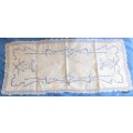 Machine Embroidered Table Runner (with cut out design) Lace edged - 40cm Wide 93cm Long (Light blue)
