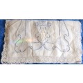 Machine Embroidered Table Runner (with cut out design) Lace edged - 40cm Wide 93cm Long (Light blue)
