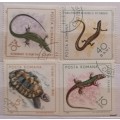 Romania - 1964 - Reptiles - 4 Cancelled Hinged stamps