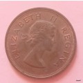 South Africa - 1960 - 1 Penny -  Elizabeth II (1st portrait) - Copper