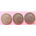 GB - 1948/49/50 - George Vi - 2 (two) shillings - Copper-nickel (3 coins)