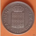 Monaco - 1966 - 10 Francs - Rainier III (Accession of Prince Charles III 1856) Silver