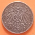 Germany - German State Wuerttemberg - 1904 F - Wilhelm II - 5 Deutsche Mark - Silver