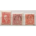 Albania - 1925 x1 President Ahmed Zogu - 1928 x2 King Zog Overprint - 3 Unused stamps