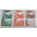 French Guyana - 1947 -  Woman in Hammock - 3 Unused Hinged stamps