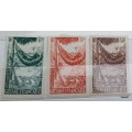 French Guyana - 1947 -  Woman in Hammock - 3 Unused Hinged stamps