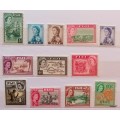Fiji - 1954/56 - Elizabeth II - Part Set 12 Unused  stamps (1/2d is damaged)