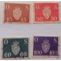 Norway - 1937/47 - Official (Offentlig Sak) - 4 Used Hinged stamps