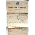 Certificate of Service - Railway Services of the Government of the Orange Free State - 1899
