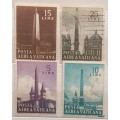Vatican - 1959 - Obelisks - 3 Unused and 1 Used (all Hinged) stamps