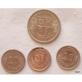 Mauritius - 1987 1 Rupee(copper-nickel), 20 cents 1987x2 and 1990x1 (Nickel plated steel)