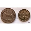 Mauritius - 1971  ¼ Rupee and 1975  ½ Rupee - Copper-nickel