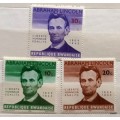 Ruanda - 1965 - Abraham Lincoln - 3 Unused Hinged stamps