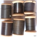 Vintage Wooden Cotton Reels (6) with thread