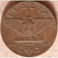 Italy - 1938 - Vittorio Emanuele III - 5 Centisimi - Copper
