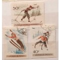 Hungary - 1955 - Winter Sport - 3 Cancelled Hinged stamps