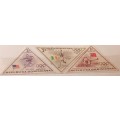 Dominican Republic - 1957 - Olympic winners - 3 Unused Hinged Triangle stamps