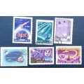 Russia - 1959-1961 - Theme:  Space - 6 Cancelled Hinged stamps