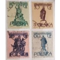Poland - 1955 - Warsaw monuments - 4 Used Hinged stamps