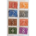Netherlands - 1946 - Definitives: Numerals - 8 Used stamps