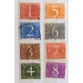 Netherlands - 1946 - Definitives: Numerals - 8 Used stamps