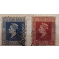 Netherlands - 1944-46 - Queen Wilhelmina (Government-in-Exile) - 2 Used stamps