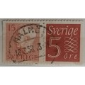 Sweden - 1957 - Pair of Used stamps from Slot Machine Booklet