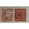 Sweden - 1957 - Pair of Used stamps from Slot Machine Booklet