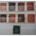 Portugal - 1940`s - Caravela ship - 9 Used (some Hinged) stamps