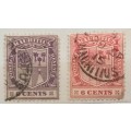 Mauritius - 1910 - Coat of arms - 2 Used stamps