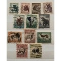Union of South Africa - Animal Definitive - 12 Used stamps