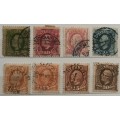 Sweden - 1891 - King Oscar 11 - 8 Used (some hinged) stamps