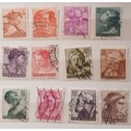 Italy - 1960`s - Works of Michelangelo - 12 Used (some hinged) stamps