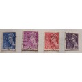 France - 1938-42 - Mercury  Definitive - 4 Used Hinged stamps