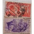 Italy - 1941 - Hitler-Mussolini - 2 Used Hinged stamps