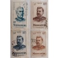 Madagascar - 1946 - Military Personalities - 4 Used stamps
