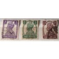 India - 1940`s - George VI - 3 Used stamps