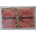 British South Africa Company - 1909 - Overprint Rhodesia - Pair of Used stamps