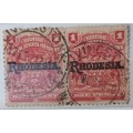 British South Africa Company - 1909 - Overprint Rhodesia - Pair of Used stamps