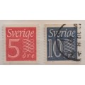 Sweden - 1951 - Numerals - 2 Used stamps