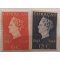 Netherlands Curacao - 1948 - Queen Wilhelmina (50 year Reign) - 2 Mint stamps
