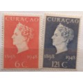 Netherlands Curacao - 1948 - Queen Wilhelmina (50 year Reign) - 2 Mint stamps