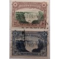 Southern Rhodesia - 1935-41 - Large Falls `Postage and Revenue` - Set of 2 Used stamps