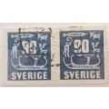 Sweden - 1957 - Numerals - Pair Used stamps