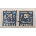 Sweden - 1957 - Numerals - Pair Used stamps