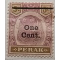 Perak - 1895-99 - Tiger - Overprint 1c on 5c - 1 Unused Hinged stamp