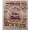 Perak - 1895-99 - Tiger - Overprint 1c on 5c - 1 Unused Hinged stamp